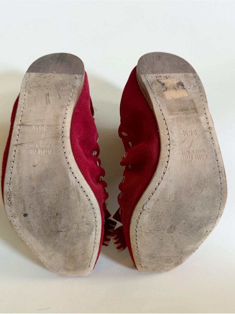 Miu Miu Burgundy Red Suede Ballet Flats - Picture 5 of 8